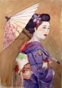 Nr. i album: 46<br>
Motiv: Geisha, Kyoto<br>
Årstal: 2014<br>
Str.: 21,5x30,5 cm.<br>
Materiale: Akvarel, 350 g<br>
Indrammet