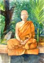Nr. i album: 88<br>
Motiv: Buddhist munk<br>
Årstal: 2019<br>
Str.: 21x30 cm.<br>
Materiale: Akvarel, 350 g