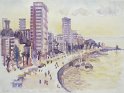 Nr. i album: 89<br>
Motiv: Cornichen i Beirut<br>
Årstal: 2002<br>
Str.: 30x40 cm.<br>
Materiale: Akvarel, 300 g