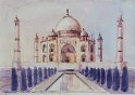 Nr. i album: 24<br>
Motiv: Aftensol, Taj Mahal<br>
Årstal: 2013<br>
Str.: 18x25,5 cm.<br>
Materiale: Akvarel, 300 g
