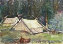 Nr. i album: 136<br>
Motiv: Camping nær Lake O’Hara<br>
Årstal: 2017<br>
Str.: 15x21 cm.<br>
Materiale: Akvarel, 300 g rough<br>
Indrammet